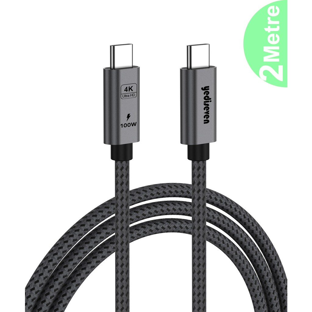Yediseven Type C To USB 3.2 Gen2 100W 5A Hızlı Şarj Data ve 4K Görüntü Aktarma Kablosu 20GBPS Gri 2 Metre - 2 m Bilgisayar Çevirici ve Adaptörü Fiyatı