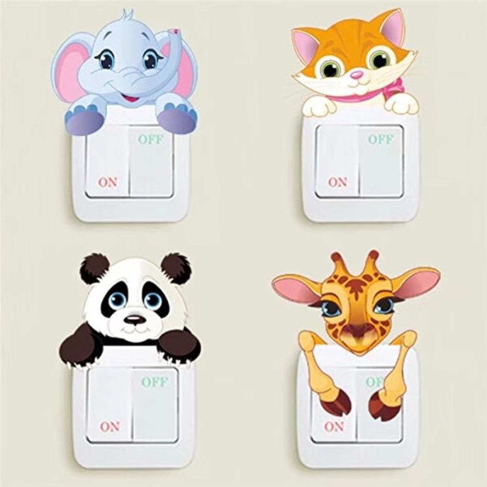 YeDuo 4 Adet Sevimli Hayvanlar Anahtarı Çıkartmalar Çocuk Odası Ev Dekorasyon Fil Kedi Panda Zürafa Pvc Duvar Sanatı Diy 3D Dekoratif Duvar Çıkartm... Sticker Fiyatı