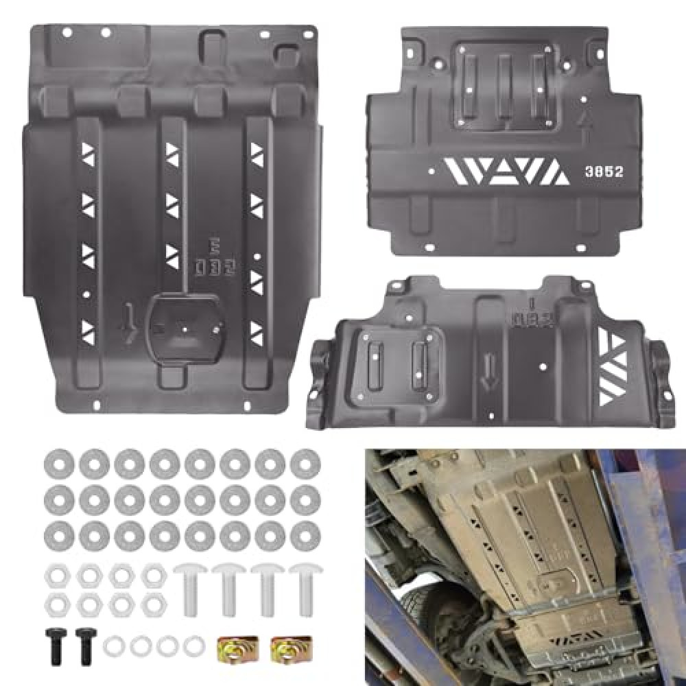 YEHERIT Full Skid Plate Package with Front Transmission Skid Plate Compatible with 2015-2022 Ford F150 Steel Version Splash Guard Shield Kit