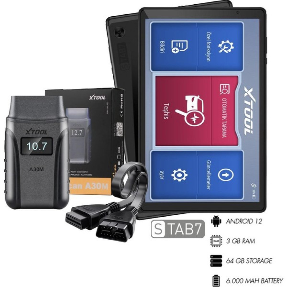 Yek Xtool A30M Türkçe Oto Arıza Tespit Cihazı 10.1 Inch Vorcom S Tab7 3 GB Ram ve 64 GB Kapasite Oto El Aletleri Fiyatı