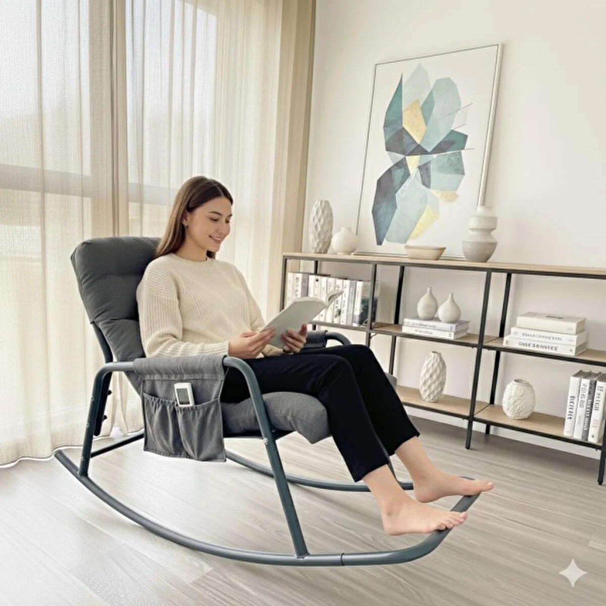 Yekta Home Roket Sallanan Sandalye, Minderli Dinlenme Koltuğu Sallanır Koltuk Berjer Antrasit Tekli Koltuk & Berjer Fiyatı