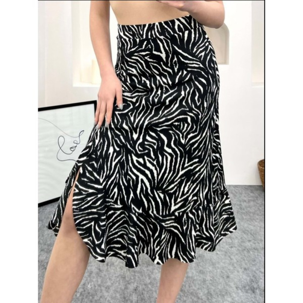 Yelda Butik Zebra Desenli Fırfırlı Etek - Siyah - L Etek Fiyatı