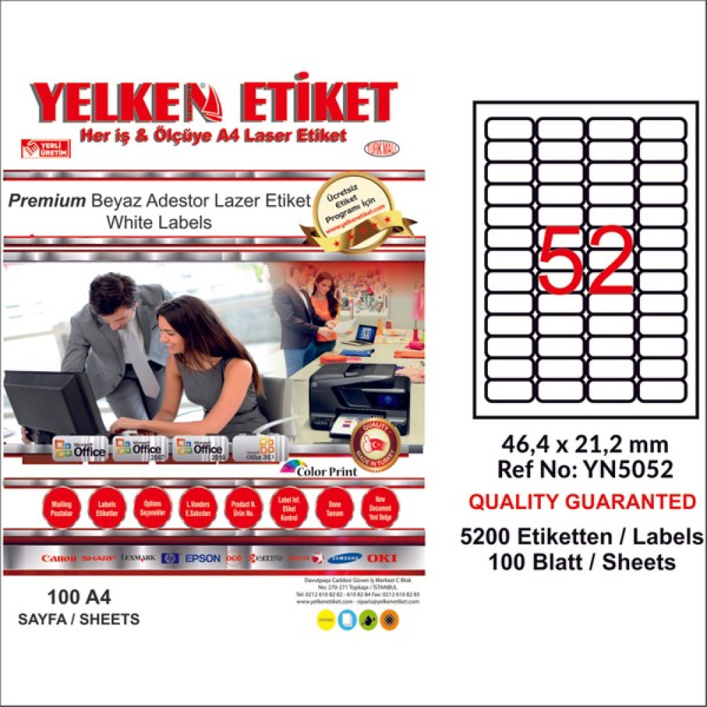 Yelken 46,4X21,2MM - Beyaz - Lazer Etiket - 46,4x21,2 mm Etiket Makinesi Fiyatı