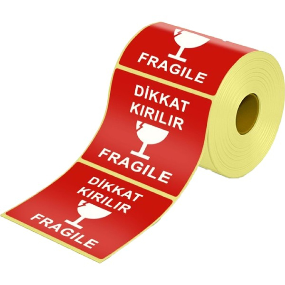 Yelken Di̇kkat Kırılır Eti̇keti̇ 80X80 mm 250'Lİ - Bayrak Kırmızı - Rulo Etiket Etiket Fiyatı