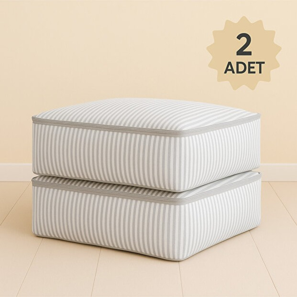 Yellow Stary Home Decor (2 Adet) Gri Çizgili Çekyat & Baza Tipi Yastık Yorgan Saklama Hurcu-Baza Altı Düzenleyici 65X45X22 cm Yastık Kılıfı Fiyatı