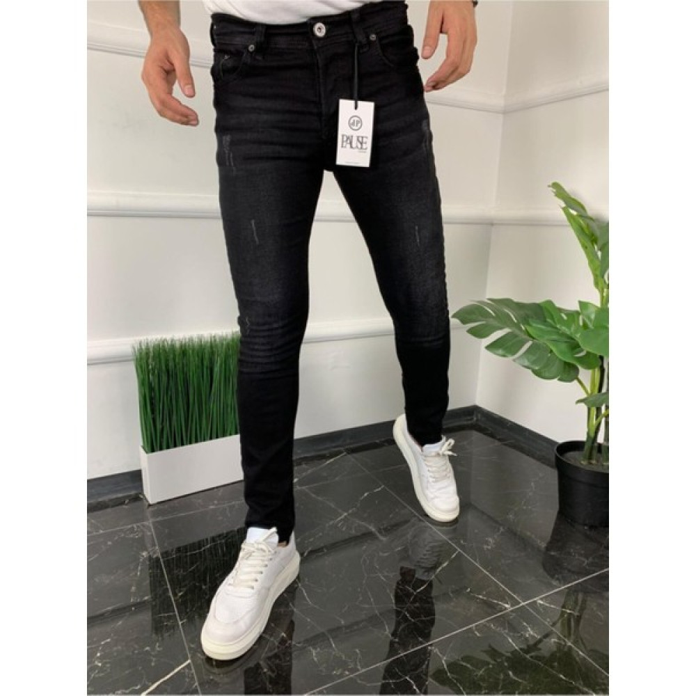 Yen Taşlı Siyah Yıpratmalı Kot Pantolon Erkek Jeans / Kot Pantolon Fiyatı