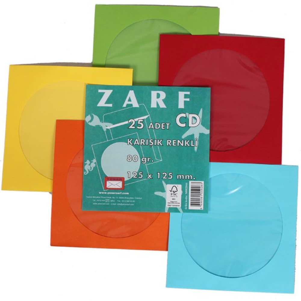 Yener 125X125 Mm 80Gr 25’Lik Fsc Kırmızı ve Turuncu Cd Zarfı Zarf Fiyatı