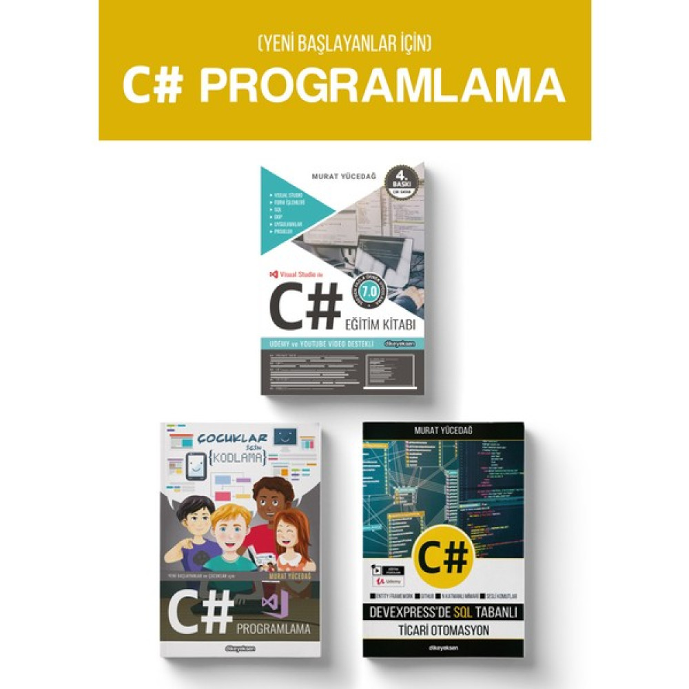 Yeni Başlayanlar Için C# Programlama (3 Kitap) – Murat Yücedağ Bilgisayar Kitapları Fiyatı