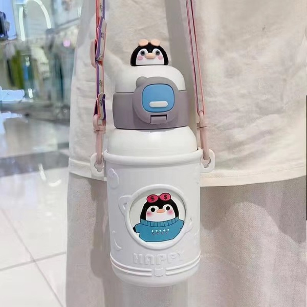 Yeni Çocuk Yalıtım Kabı Karikatür Yalıtım Soğuk Hava Deposu Paslanmaz Çelik Su Pipetli Bardak (Yurt Dışından) - Beyaz Bebek Beslenme Gereçleri Fiyatı