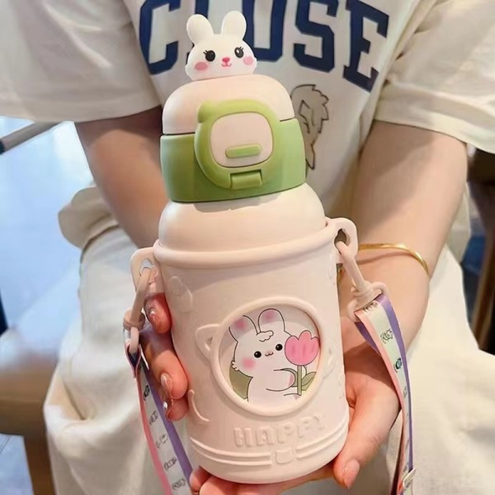 Yeni Çocuk Yalıtım Kabı Karikatür Yalıtım Soğuk Hava Deposu Paslanmaz Çelik Su Pipetli Bardak (Yurt Dışından) - Pembe Bebek Beslenme Gereçleri Fiyatı