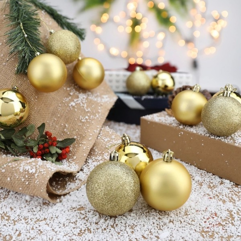Yeni Geldi 12'li Gold 5 cm Yılbaşı Topu, 12'li Noel Topu, 12'li Çam Ağacı Topu, 12 Süs Topu Yılbaşı Ağacı Fiyatı