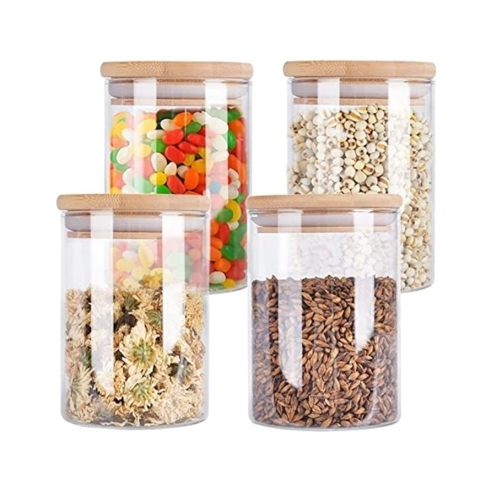 Yeni Geldi 2 Adet Bambu Kapaklı Hava Geçirmez Kapaklı Borosilikat Isıya Dayanıklı Cam Kavanoz (250 Ml) Saklama Kapları Fiyatı