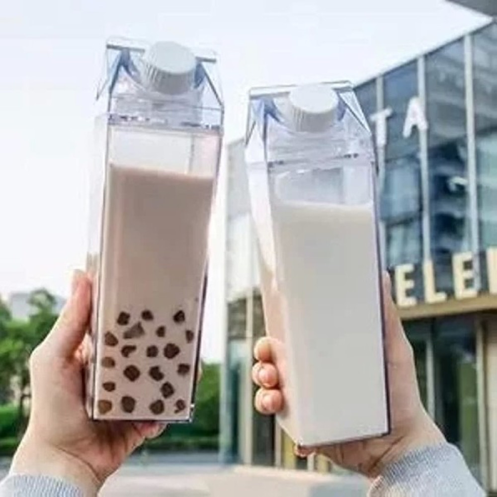 Yeni Geldi 500ML Mika Süt Kutu Tasarımlı Su Kahve Içecek Şişesi Cam Değildir Kahve ve Sunum Bardağı 1 Adet Servis Tepsisi Fiyatı