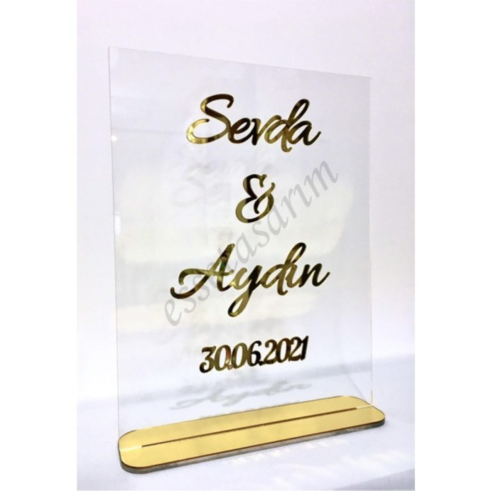 Yeni Hediyelik Dünyam Masaüstü Pleksi Isimlik Gold Düğün, Kına, Nişan, Söz Ev & Dekorasyon Aksesuarları Fiyatı