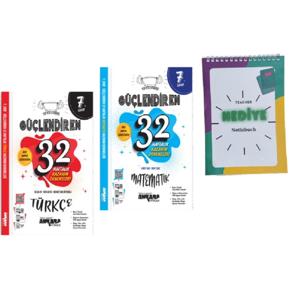 Yeni Müf. 2024 7. Sınıf Türkçe ve Matematik Güçlendiren 32 Haftalık Deneme Seti Yeni Nesil Basım Matematik Fiyatı
