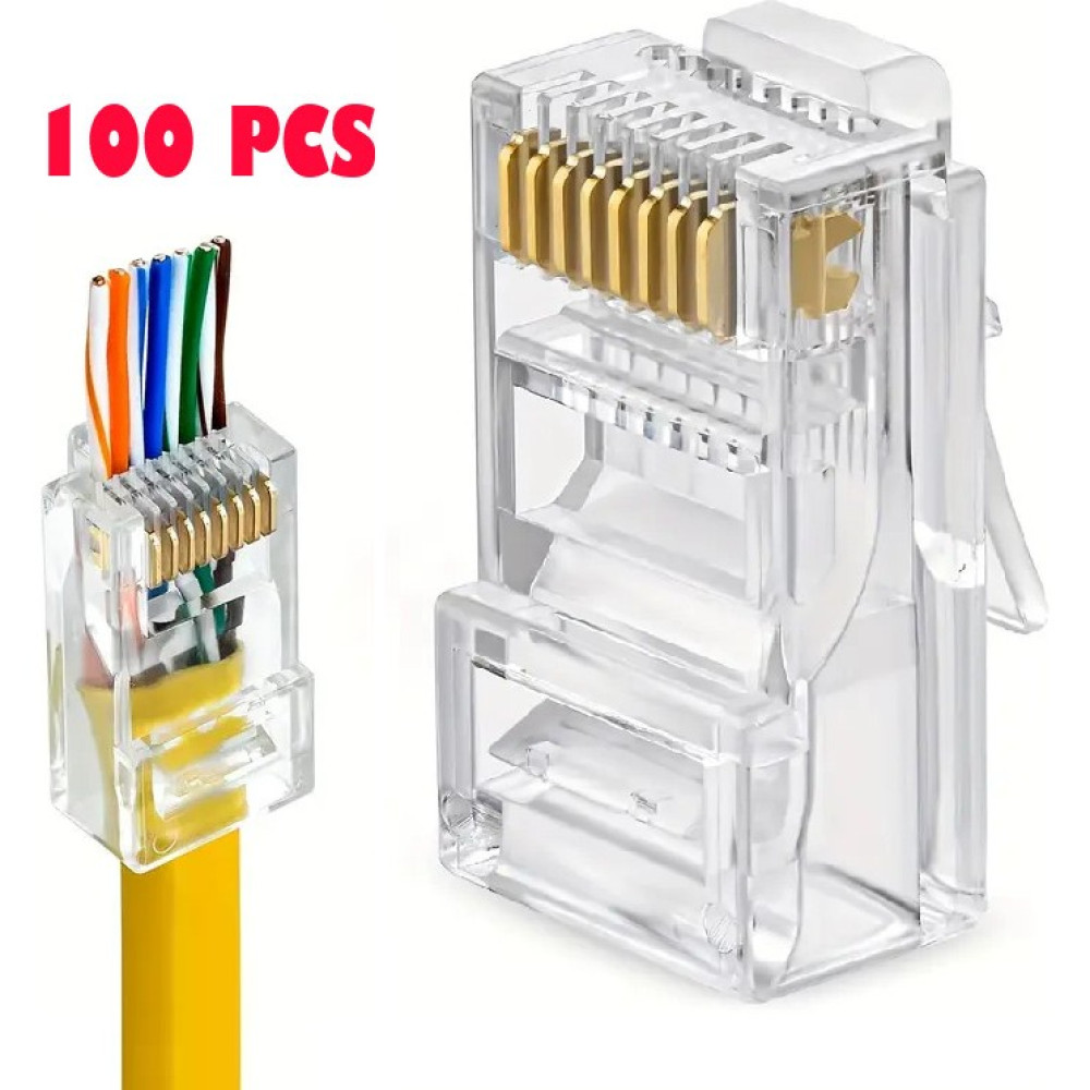 Yeni Nesil Açık Uçlu EZRJ45 Cat6 Konnektör Jack Delikli Soket (100 Adet) Network Aksesuarları Fiyatı