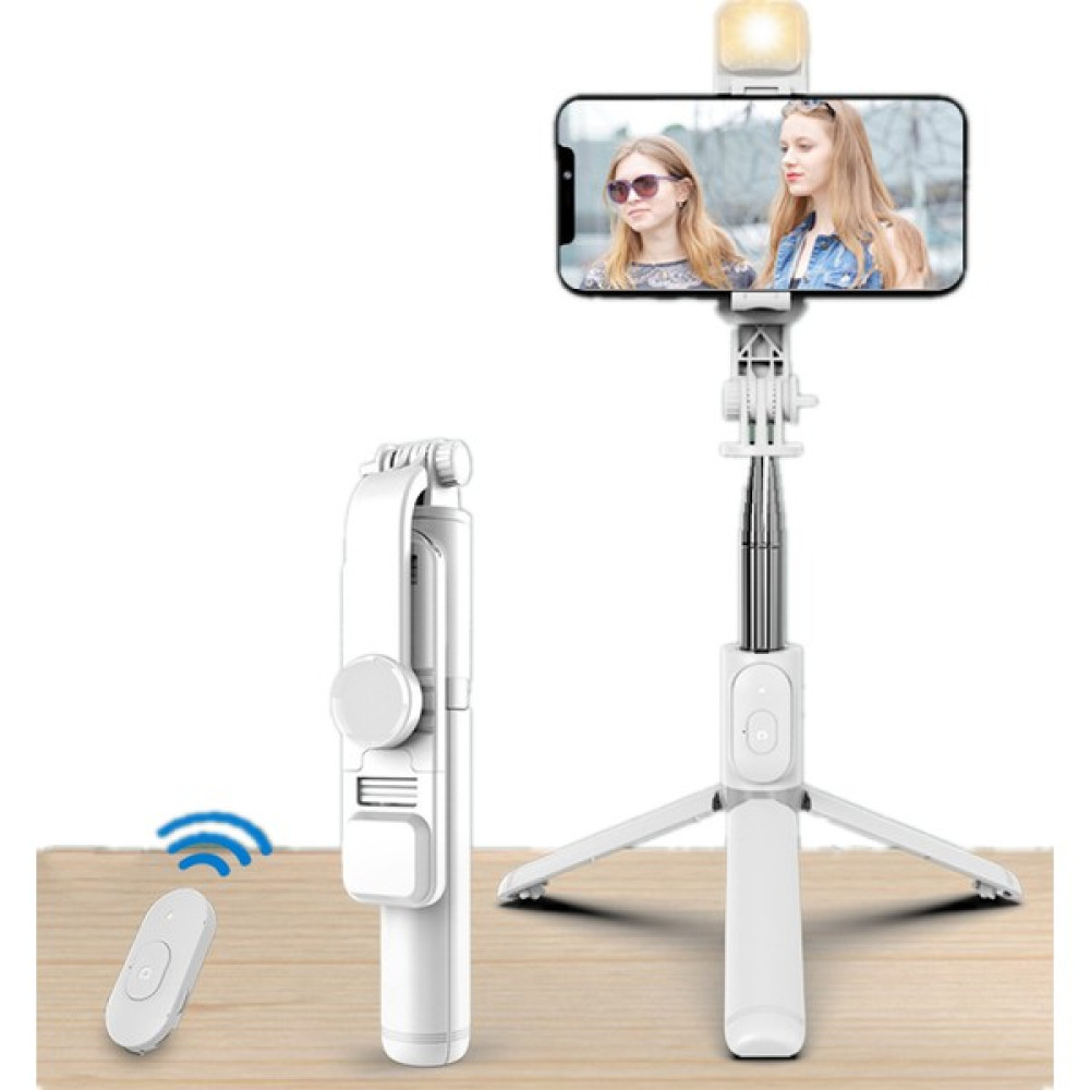 Yeni Q02S Cep Telefonu Bluetooth Özçekim Çubuğu LED Güzellik Dolgu Işığı Genişletilmiş Tek Parça Tripod Canlı Yayın Braketi(Yurt Dışından) - Beyaz Tripodlar Fiyatı