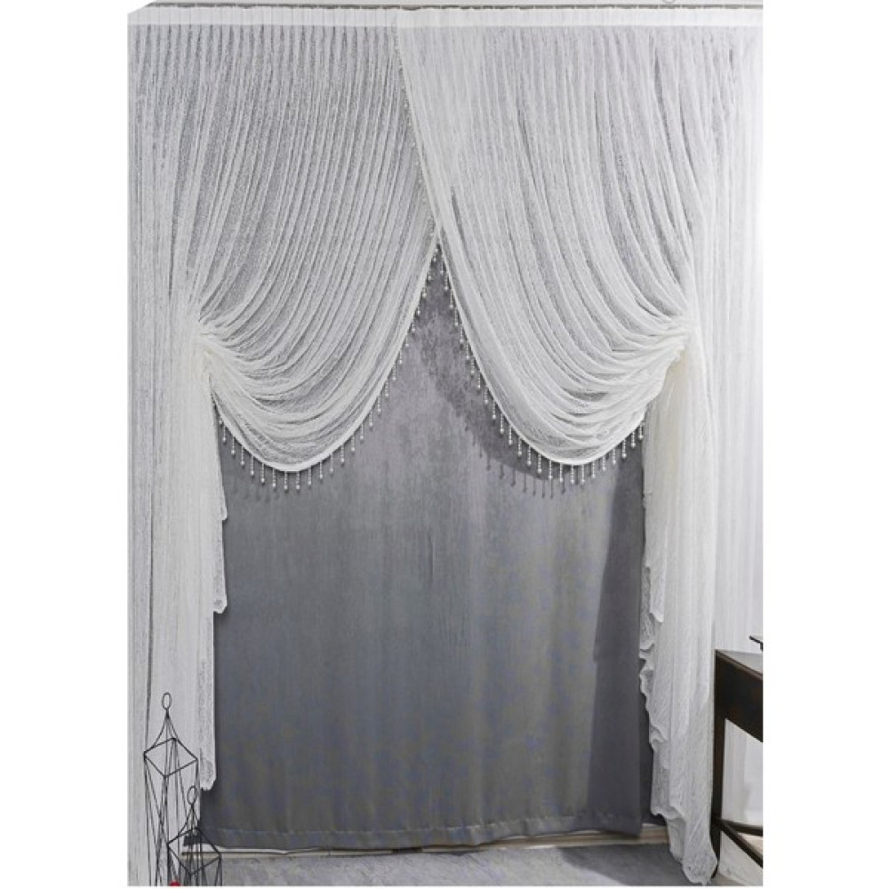 Yeni Sezon Trend Spor Desenli Kruvaze Salon ve Misafir Odalarına Uygun Tül Perde Orta Pile - Kırık Beyaz - 200 x 260 cm Tül Perde Fiyatı
