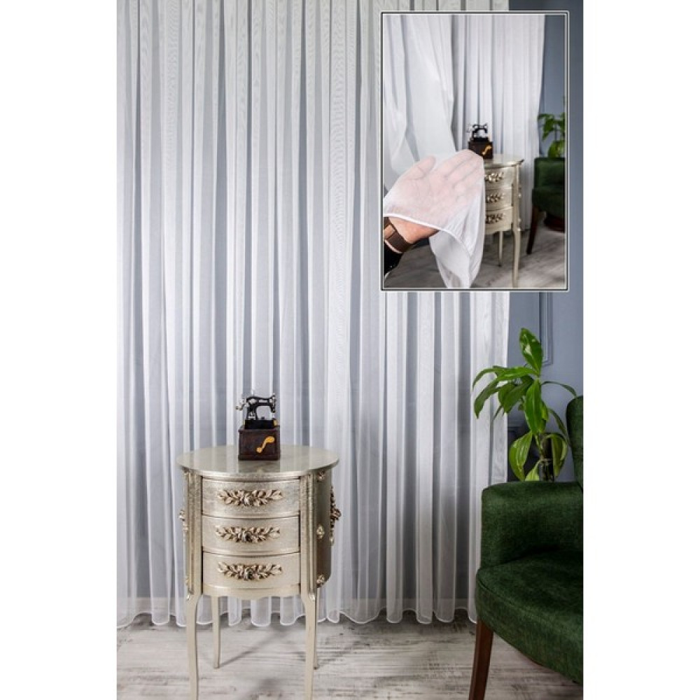 Yeni Sezon Ütü Istemez Taç Zırh Tül Kırışmaz Beyaz Gramajlı Salon Mutfak Perdesi 1/3 Sık Pile - Ekru - 100 x 260 cm Tül Perde Fiyatı