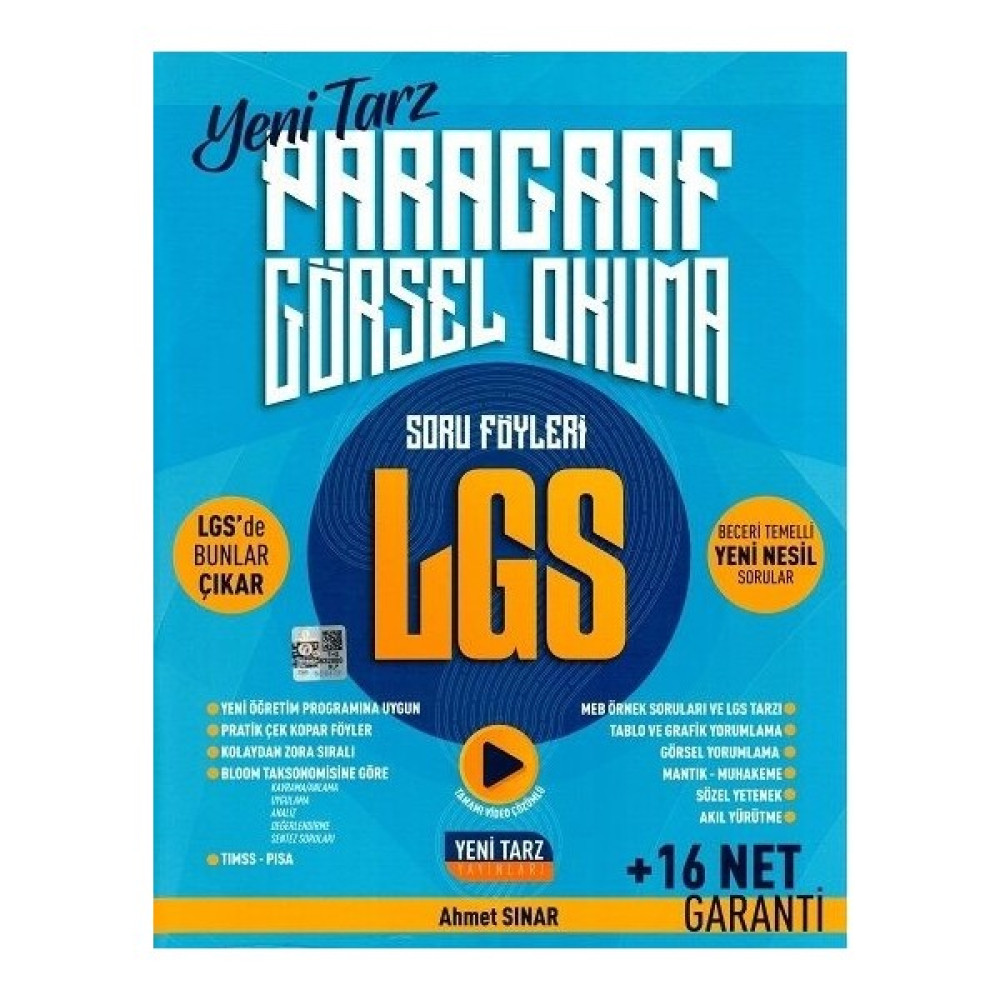 Yeni Tarz Yayınları 8. Sınıf LGS Paragraf Görsel Okuma Soru Föyleri - Ahmet Sınar Kaynak Kitapları Fiyatı
