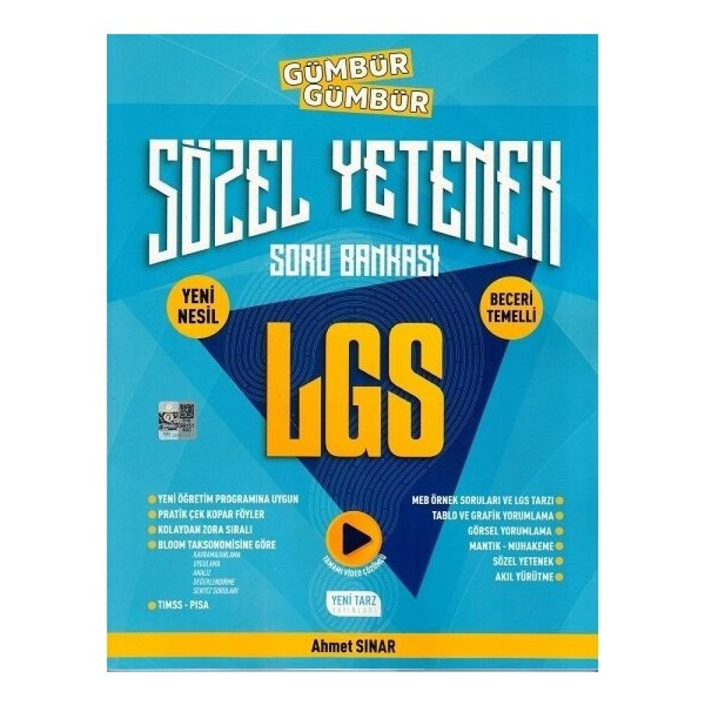 Yeni Tarz Yayınları 8. Sınıf LGS Sözel Yetenek Gümbür Gümbür Soru Bankası - Ahmet Sınar Ders Sınav Kitapları Fiyatı