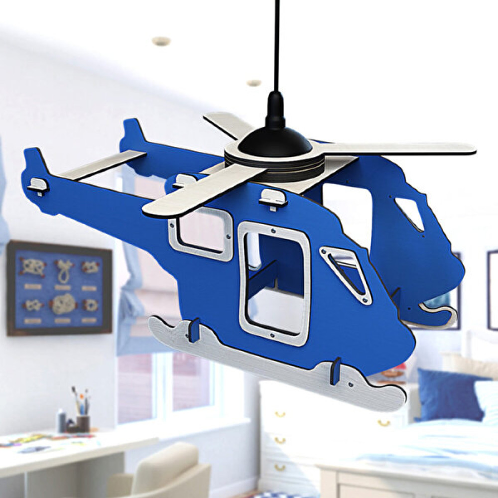 Yeni Tasarım Helikopter Çocuk Odası Avize - Mavi - 1'li Avize Fiyatı