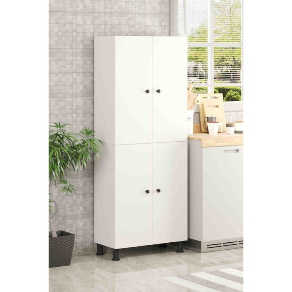 Yeni Vitrin %100 Mdf 6 Raflı 4 Kapaklı Beyaz Çok Amaçlı Banyo/kiler/mutfak Dolabı 50 cm En Gardrop & Dolap Fiyatı