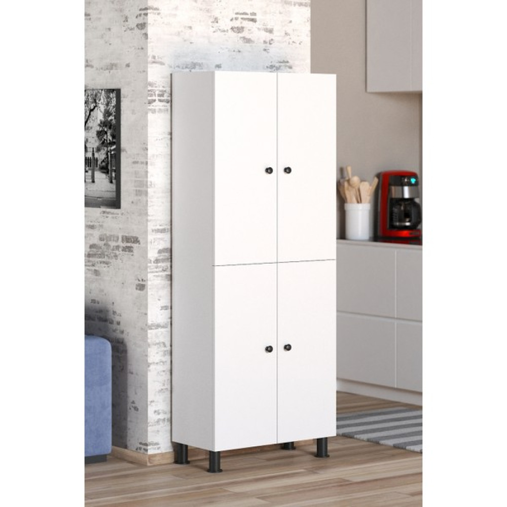 Yeni Vitrin %100 Mdf Beyaz 4 Kapaklı 4 Raflı Çok Amaçlı Banyo/kiler/balkon Dolabı 70 cm Gardrop & Dolap Fiyatı