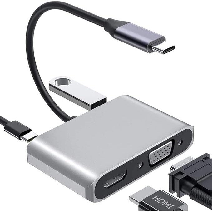 Yenibağ Type-C HDMI VGA USB 3.0 Type 4in1 Video Dönüştürücü Veri Aktarıcı Gri Uyumlu Notebook ve Macbook Tc-26 Bilgisayar Çevirici ve Adaptörü Fiyatı