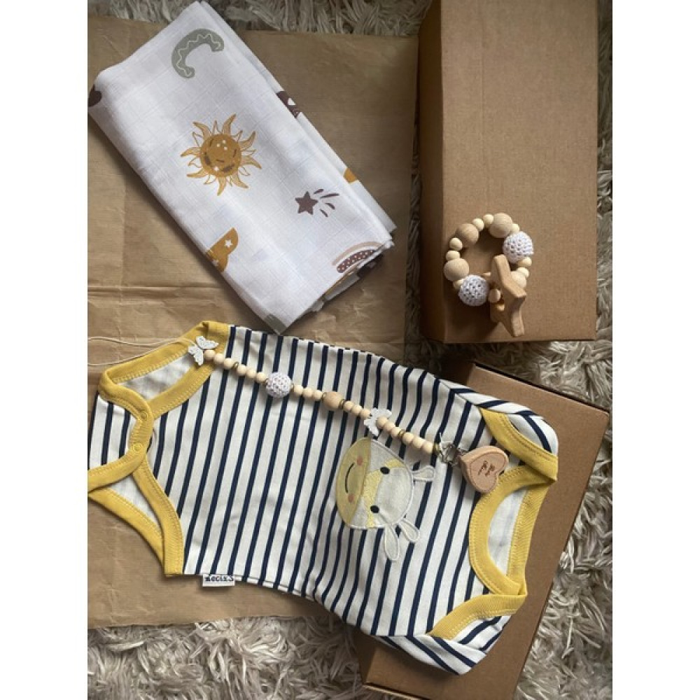 Yenidoğan Armağan Kutusu'müslin& Body&ahsapdis Kasıma Seti' ‘baby shower hediye kutusu’ - Bebek Mavisi - 0 - 3 Ay Bebek Beslenme Gereçleri Fiyatı