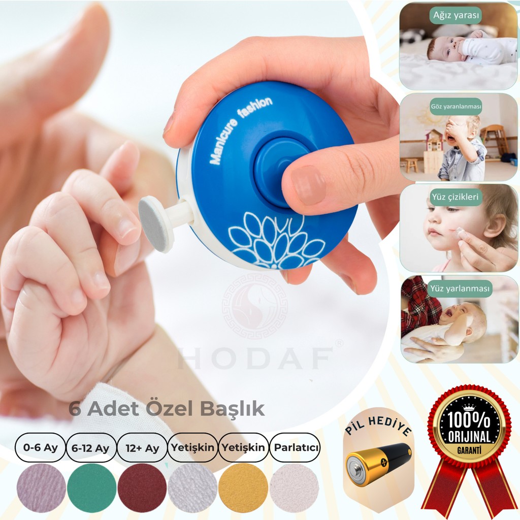 Yenidoğan Bebek Tırnak Törpüsü Pilli 6 Başlıklı Çocuk Tırnak Makası Manikür Set Bebek Bakım Tırnak Makası - Mavi Bebek Tırnak Makası Fiyatı