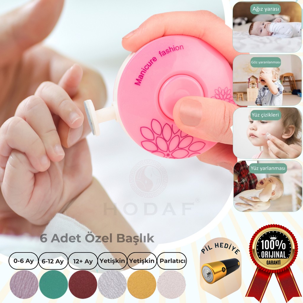 Yenidoğan Bebek Tırnak Törpüsü Pilli 6 Başlıklı Çocuk Tırnak Makası Manikür Set Bebek Bakım Tırnak Makası - Pembe Bebek Tırnak Makası Fiyatı
