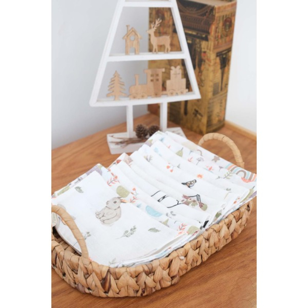 Yenidoğan için Çift Taraflı Müslin Ağız Mendili 10’lu Set 25x25cm Organik Kumaş Sıvı Geçirmez Müslin By Tosbiq Baby Made in Turkey - Standart - Renkli Mama Önlüğü Fiyatı