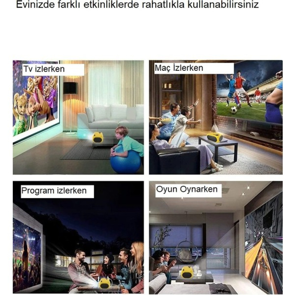 YeniTech Yenitech-Taşınabilir Mini Projektör 480P Anycast Destek Wifi Telefon Android Ios Tv Ev Sineması Projeksiyon Projeksiyon Fiyatı