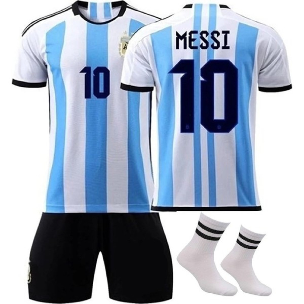 Yenteks Arjantin Messi Mavi Çocuk Forması Iç Saha Dünya Kupası 3 Lü Set Forma+Şort+Çorap Futbol Malzemeleri Fiyatı