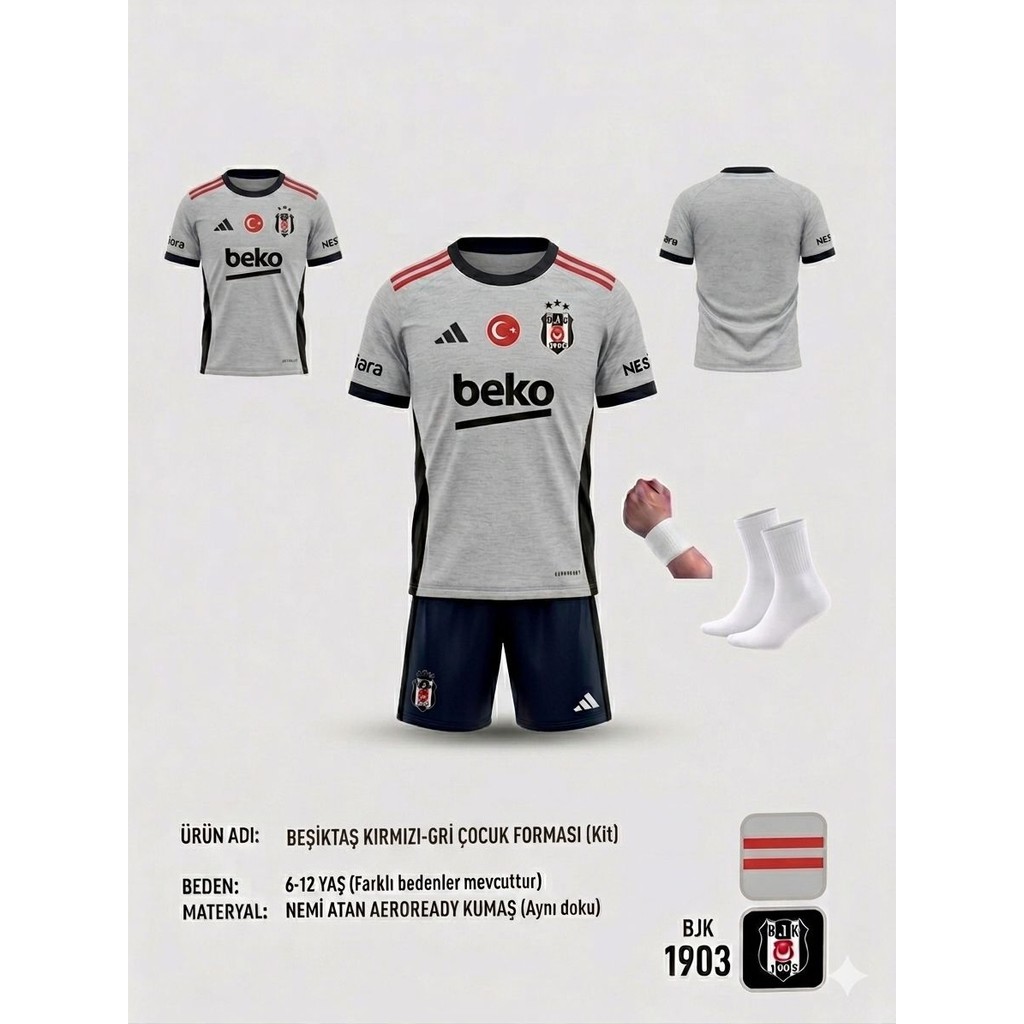 Yenteks Beşiktaş. Deplasman Kırmızı Şerit Çocuk Forma Takımı 4 Lü Set Forma+Şort+Bileklik+Çorap Bebek Oyun Parkı & Beşikleri Fiyatı