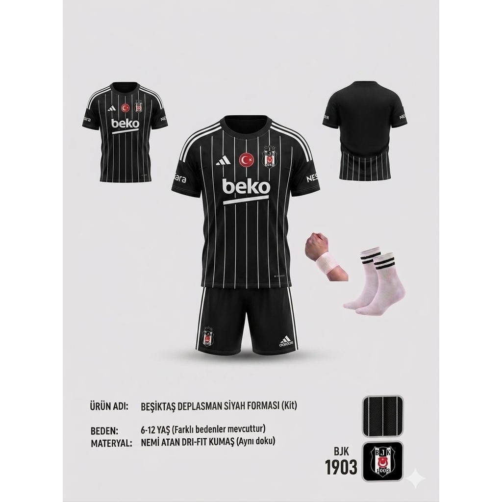 Yenteks Beşiktaş. Deplasman Siyah Çocuk Forma Takımı 4 Lü Set Forma+Şort+Bileklik+Çorap Bebek Oyun Parkı & Beşikleri Fiyatı