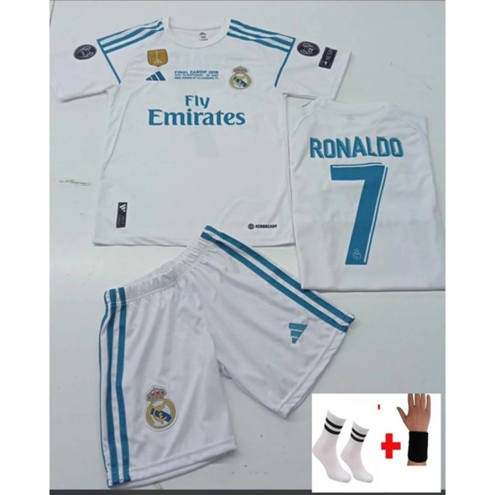 Yenteks Real Madrid Ronaldo 2018 Beyaz Iç Saha Çocuk Futbol Forması 4'lü Set Bileklik Dahil Futbol Malzemeleri Fiyatı