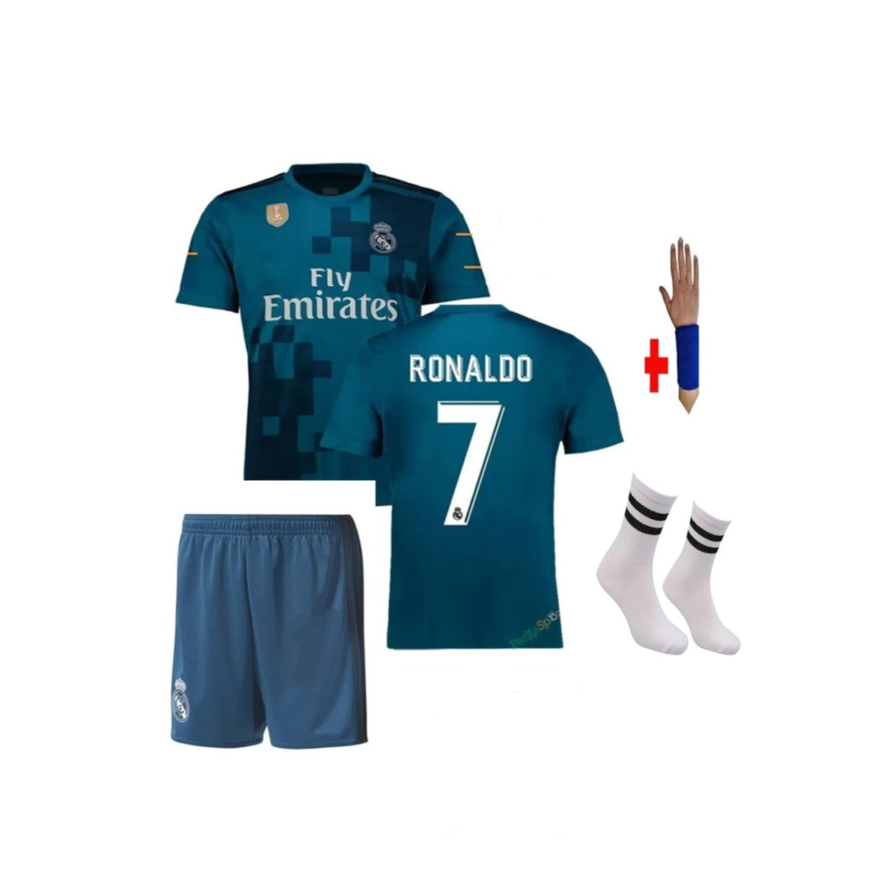 yenteks Ronaldo 4lü Set Çoçuk Forması 2018 Real Madrid Deplasman Turkuaz Forma 9-10 Yaş Beden Erkek Forma Fiyatı