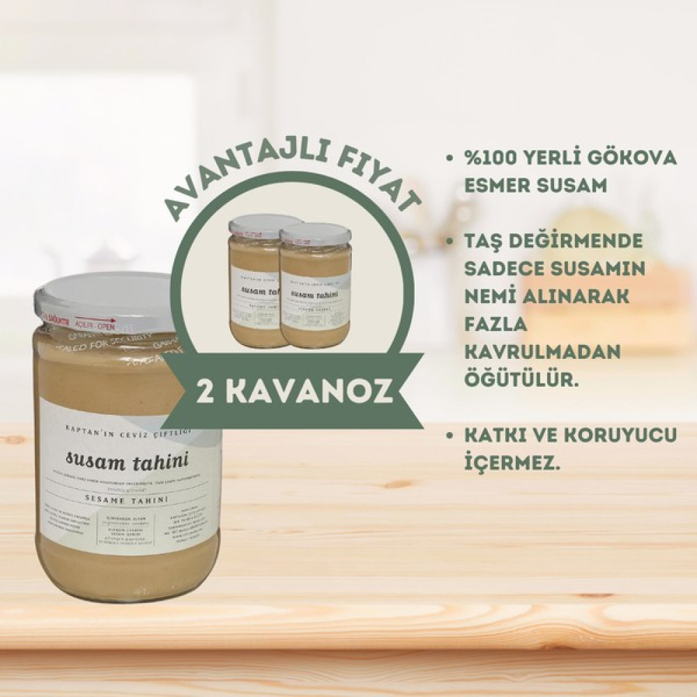 Yerli Gökova Susam Tahini Glütensiz - Vegan - Sağlıklı Yağ Kaynağı 650 g x 2 ADET - 1,3 kg Diğer Fiyatı