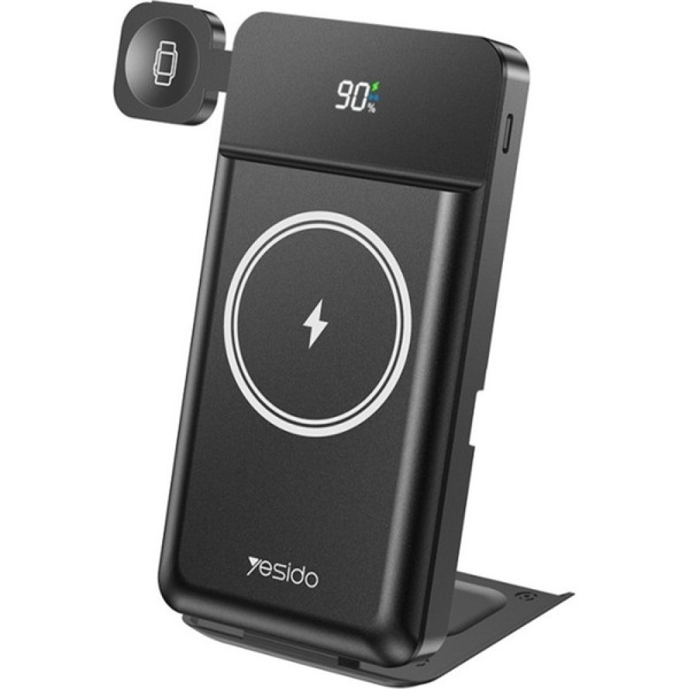 Yesido YP69 10.000 Mah LED Taşınabilir Stand Özellikli Powerbank 20W 3in1 Telefon Saat Kulaklık Kablosuz Magsafe Şarj - Siyah Taşınabilir Şarj Cihazı - Powerbank Fiyatı