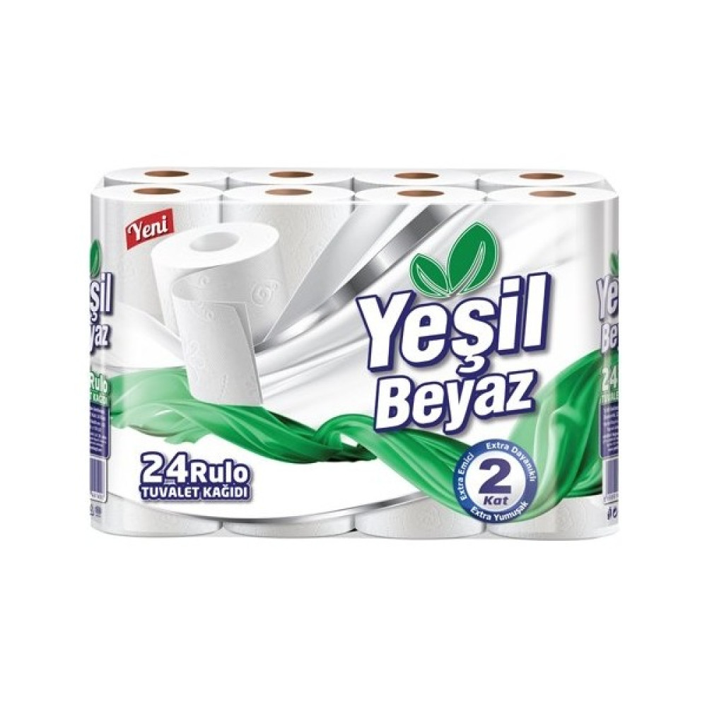 Yeşil Beyaz Çift Katlı 24 Rulo Tuvalet Kağıdı Tuvalet Kağıdı Fiyatı