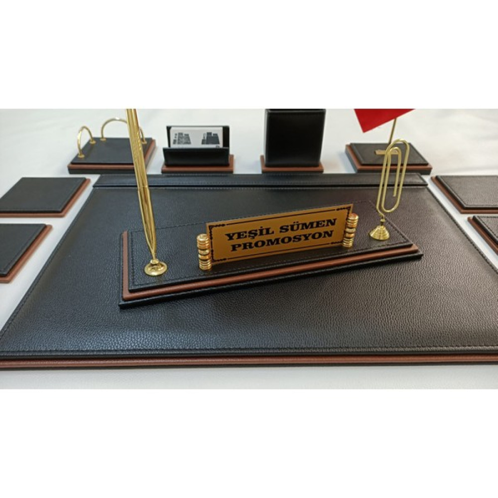 Yeşil Sümen Promosyon Yeşilsümen Siyah ve Taba Kişiye Özel Isimlikli Tasarım Sümen ve Makam Takımı Sümen Takımı Fiyatı