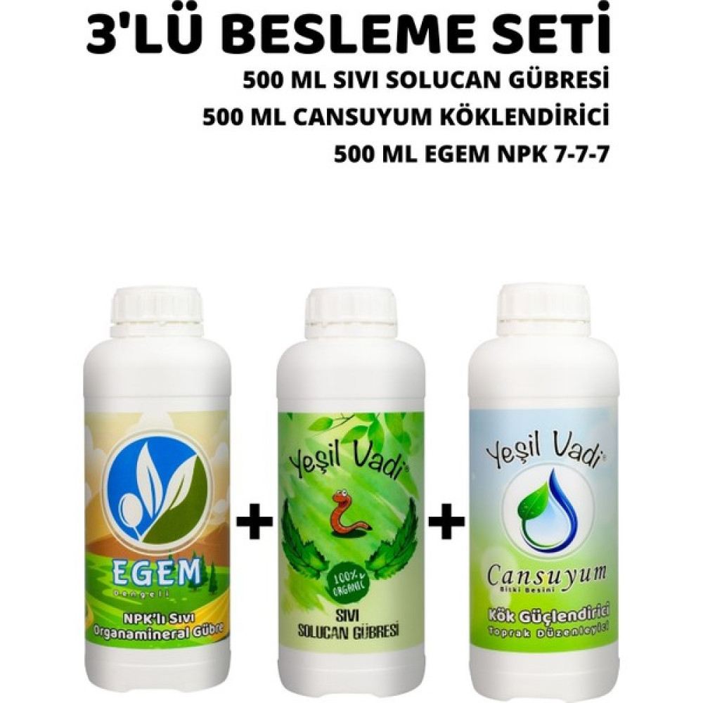 Yeşil Vadi 3'lü Organik Gübre Besleme Seti Bitki Fiyatı