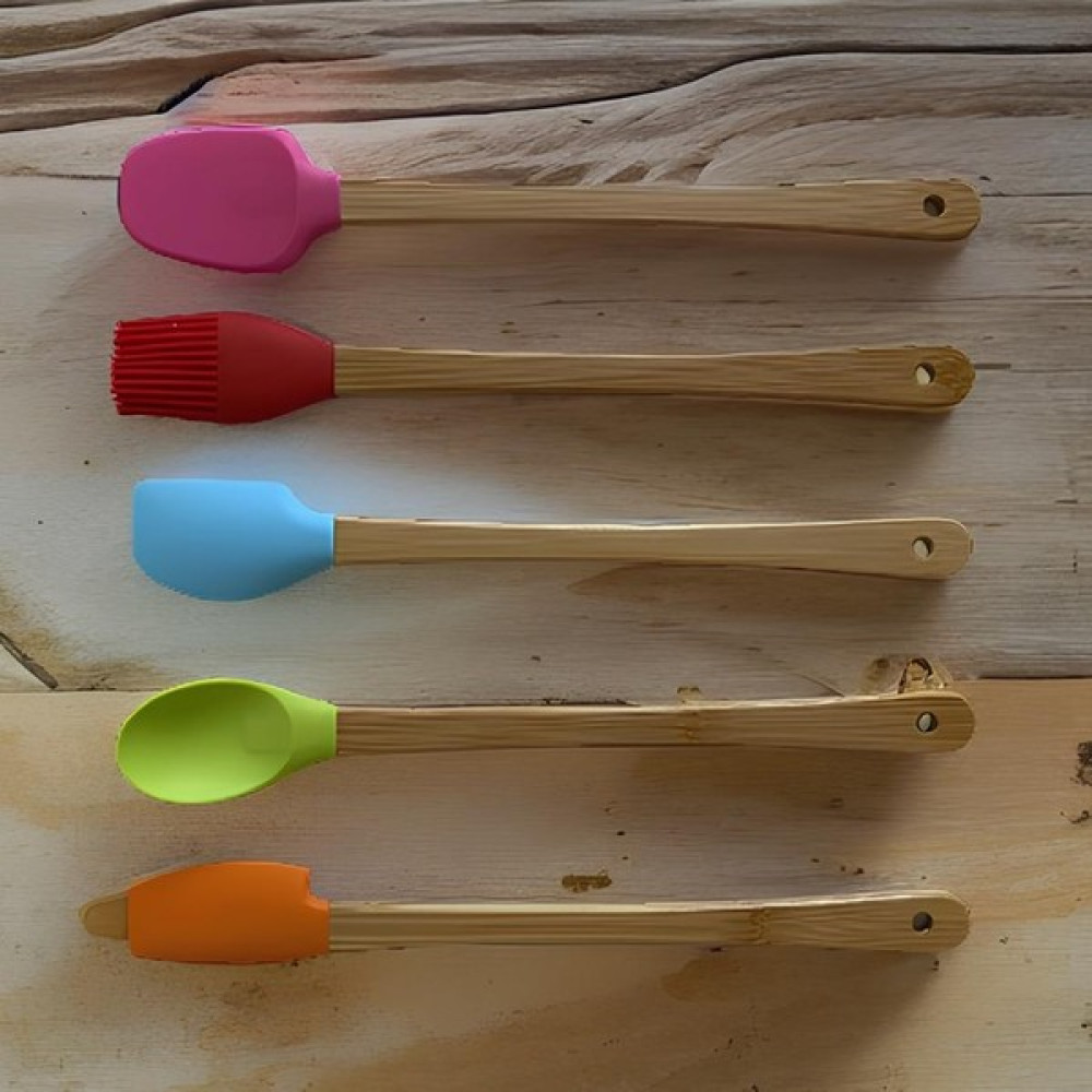 Yeşilçam Sepeti Renkli Bambu Saplı Silikon Spatula Seti 5'li Mutfak Gereçleri Fiyatı
