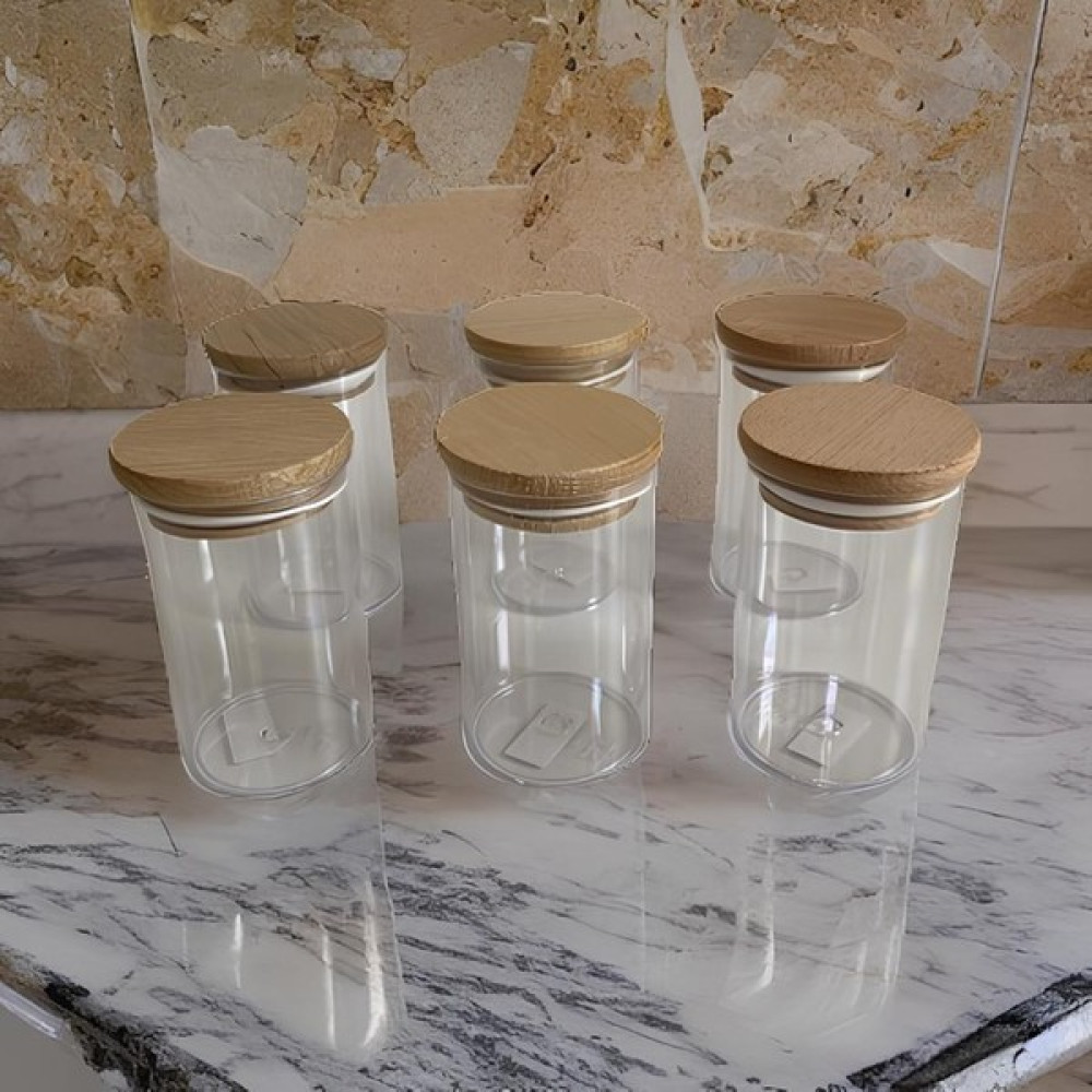Yeşilçam Sepeti Yuvarlak Ahşap Kapaklı Küçük Kavanoz 200 ml 6'lı Saklama Kapları Fiyatı