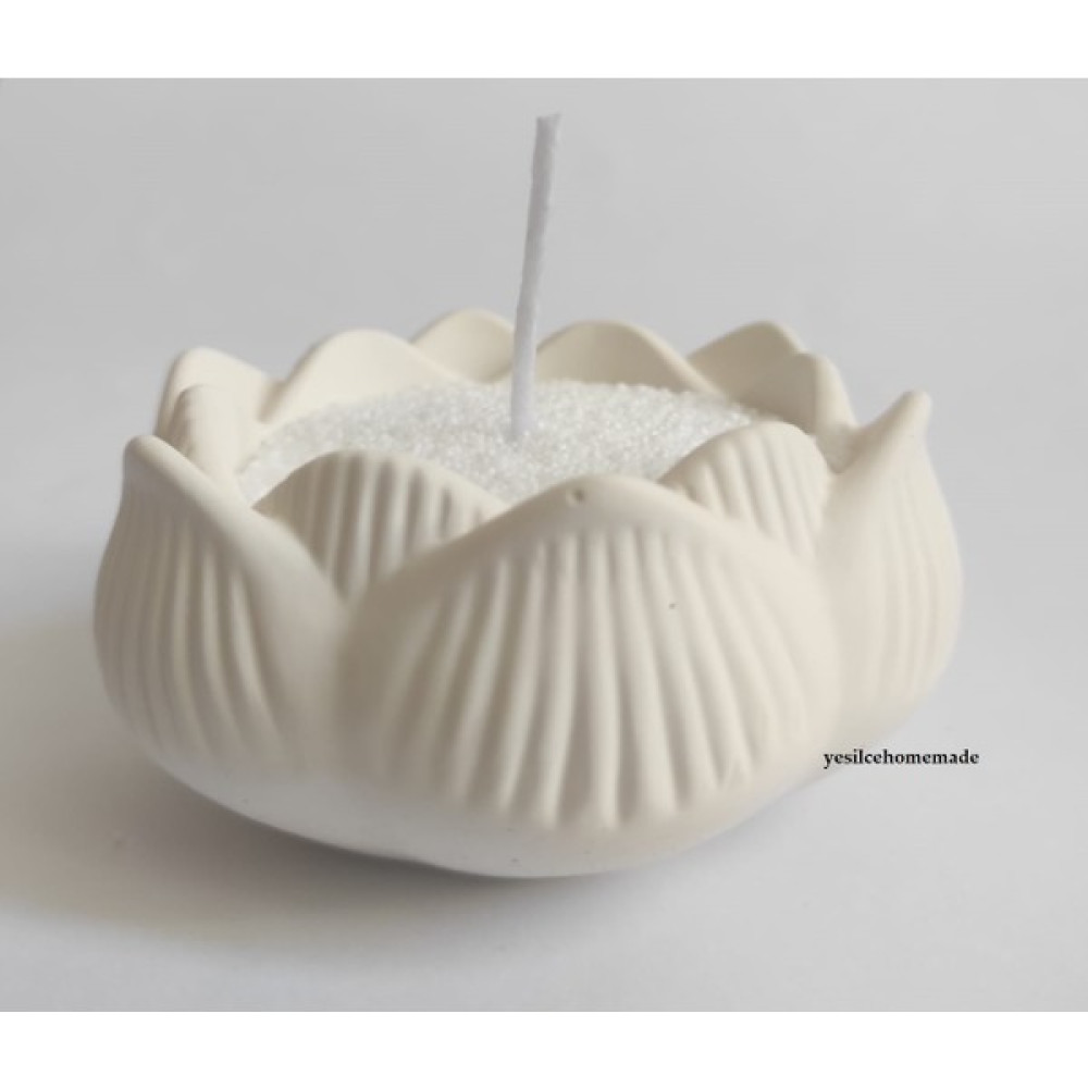 Yesilce Home Made Lotus Inci Tozu Mum - Krem Rengi Dekoratif Mum Fiyatı
