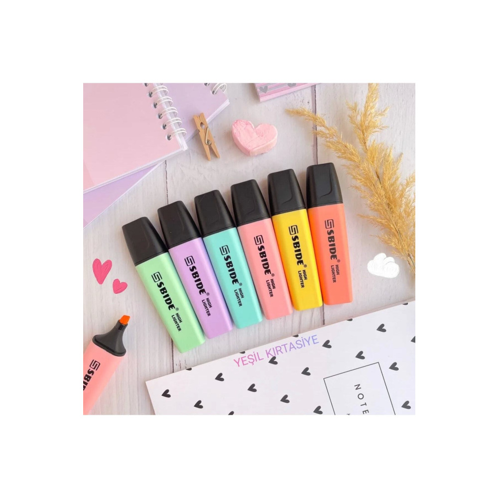 YEŞİLDESİGN SBIDE 6lı Pastel Renk Fosforlu Kalem Seti Fosforlu Kalem Fiyatı