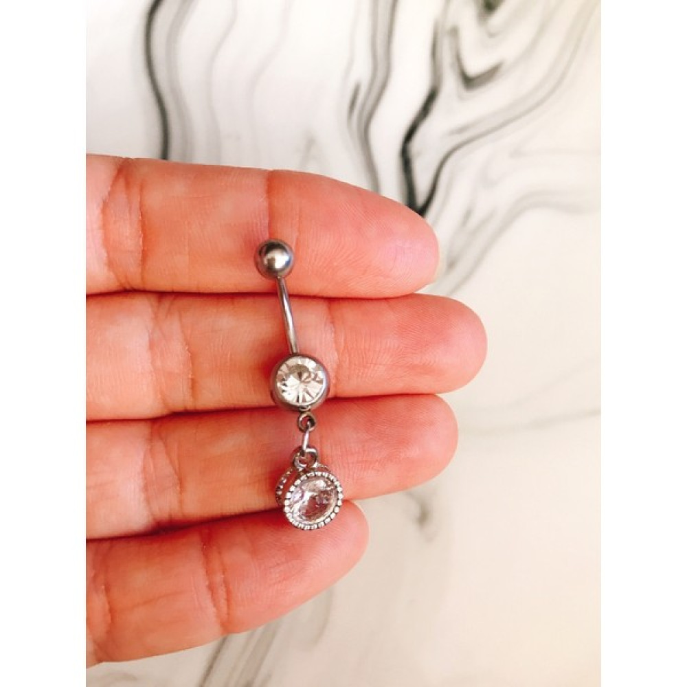 Yeşim Aksesuar Çelik Taşlı Göbek Piercing, Sallantılı Taşlı Çelik Göbek Piercing - Gümüş Altın & Gümüş Piercing Fiyatı