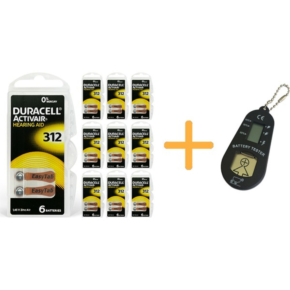 YesMed Duracell Activair 312 Numara Işitme Cihazı Pili (10 Paket x 6 Adet = 60 Adet Pil) + Hediye Işitme Cihazı Pil Ölçer, Yesmed Şarj Cihazları & Kitler Fiyatı